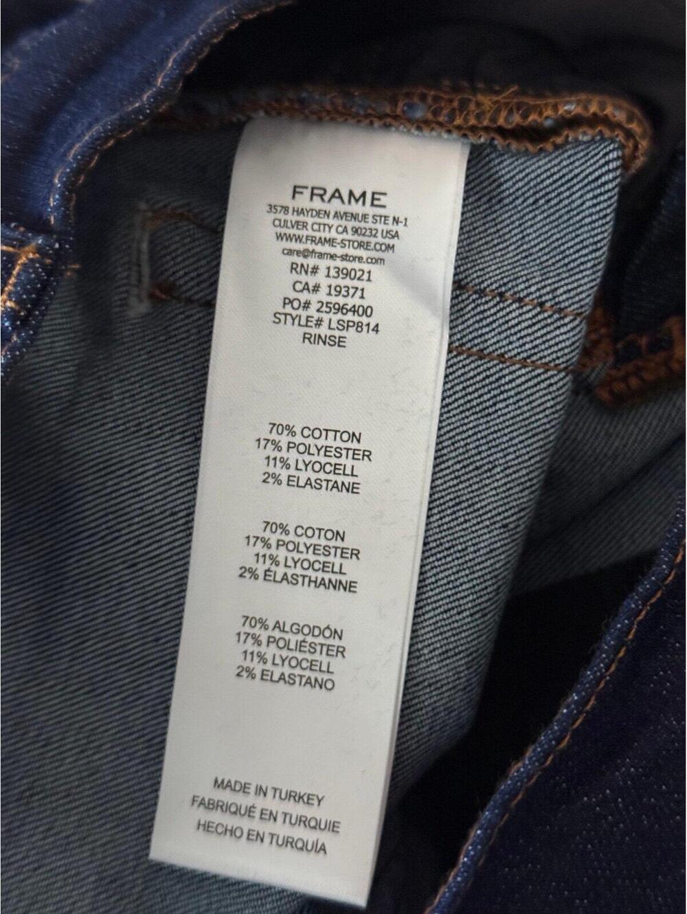 NWT FRAME Le Slim Palazzo Jeans 26 Rinse High Rise Wide Leg Dark Wash 31” Inseam - Picture 7 of 7